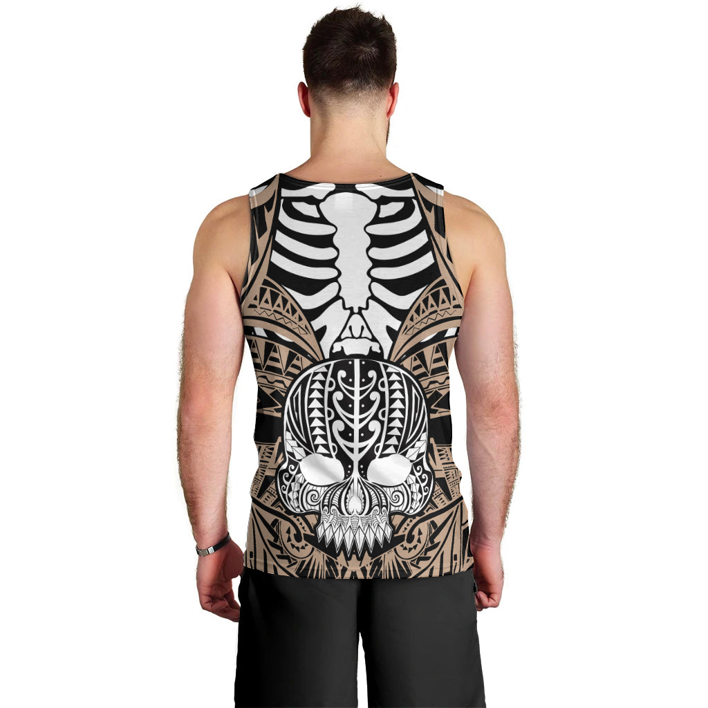 Personalised Polynesia Skull Men Tank Top With Boars Tusk Gold Arty Vibe LT9 - Polynesian Pride