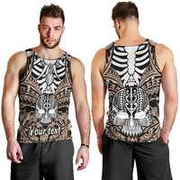 Personalised Polynesia Skull Men Tank Top With Boars Tusk Gold Arty Vibe LT9 - Polynesian Pride