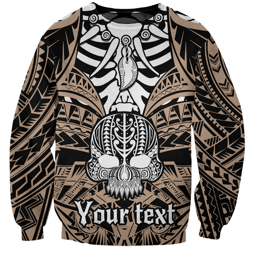 Personalised Polynesia Skull Sweatshirt With Boars Tusk Gold Arty Vibe LT9 Unisex Gold - Polynesian Pride