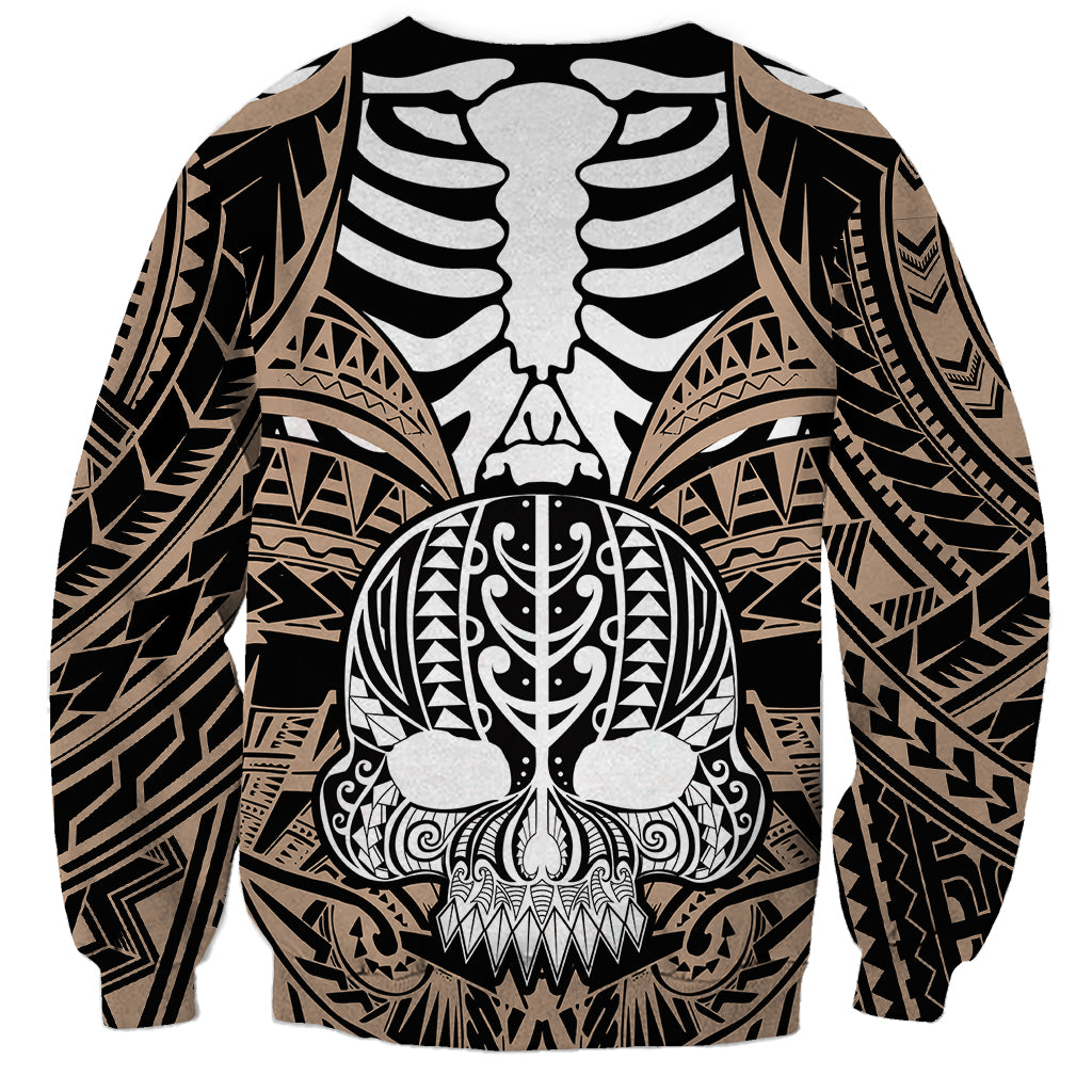 Personalised Polynesia Skull Sweatshirt With Boars Tusk Gold Arty Vibe LT9 - Polynesian Pride