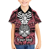 Personalised Polynesia Skull Kid Hawaiian Shirt With Boars Tusk Pink Arty Vibe LT9 Kid Pink - Polynesian Pride