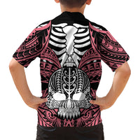 Personalised Polynesia Skull Kid Hawaiian Shirt With Boars Tusk Pink Arty Vibe LT9 - Polynesian Pride