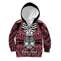 Personalised Polynesia Skull Kid Hoodie With Boars Tusk Pink Arty Vibe LT9 Zip Hoodie Pink - Polynesian Pride