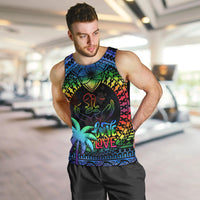 Fiji LGBT Men Tank Top Love Is Love Tapa Pattern Rainbow Water Color LT9 - Polynesian Pride