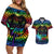 personalised-fiji-lgbt-couples-matching-off-shoulder-short-dress-and-hawaiian-shirt-love-is-love-tapa-pattern-rainbow-water-color