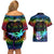 personalised-fiji-lgbt-couples-matching-off-shoulder-short-dress-and-hawaiian-shirt-love-is-love-tapa-pattern-rainbow-water-color