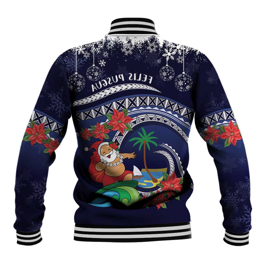 Felis Pusgua Guam Santa Baseball Jacket Merry Christmas with Polynesian Tribal LT9 - Polynesian Pride