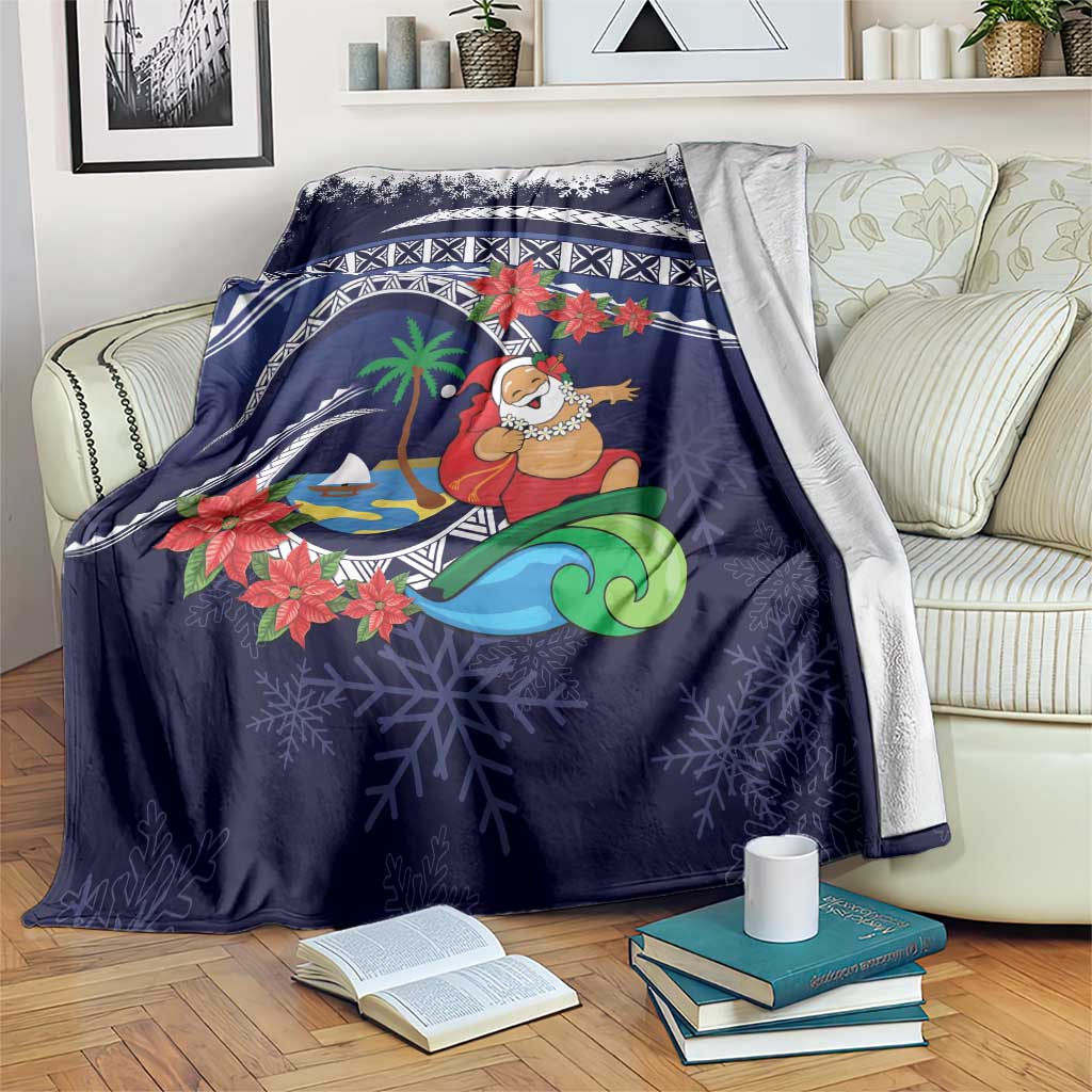 Felis Pusgua Guam Santa Blanket Merry Christmas with Polynesian Tribal LT9 Blue - Polynesian Pride