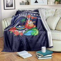 Felis Pusgua Guam Santa Blanket Merry Christmas with Polynesian Tribal LT9 Blue - Polynesian Pride