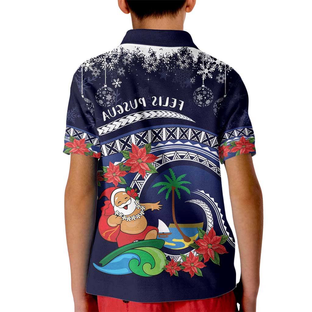 Felis Pusgua Guam Santa Kid Polo Shirt Merry Christmas with Polynesian Tribal LT9 - Polynesian Pride