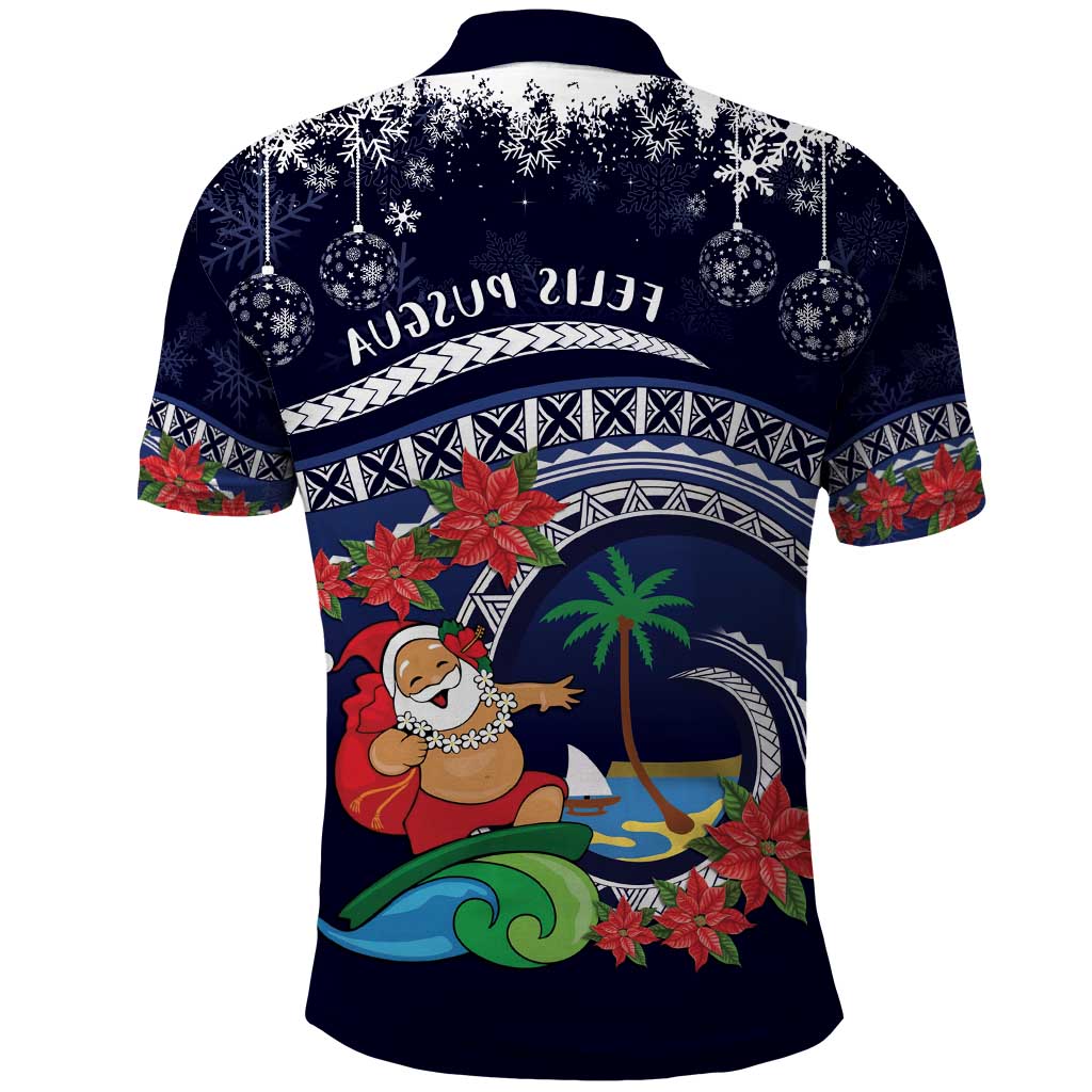 Felis Pusgua Guam Santa Polo Shirt Merry Christmas with Polynesian Tribal LT9 - Polynesian Pride