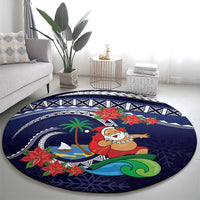 Felis Pusgua Guam Santa Round Carpet Merry Christmas with Polynesian Tribal LT9 - Polynesian Pride