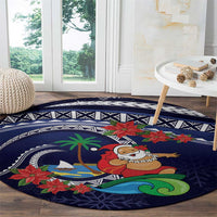 Felis Pusgua Guam Santa Round Carpet Merry Christmas with Polynesian Tribal LT9 - Polynesian Pride