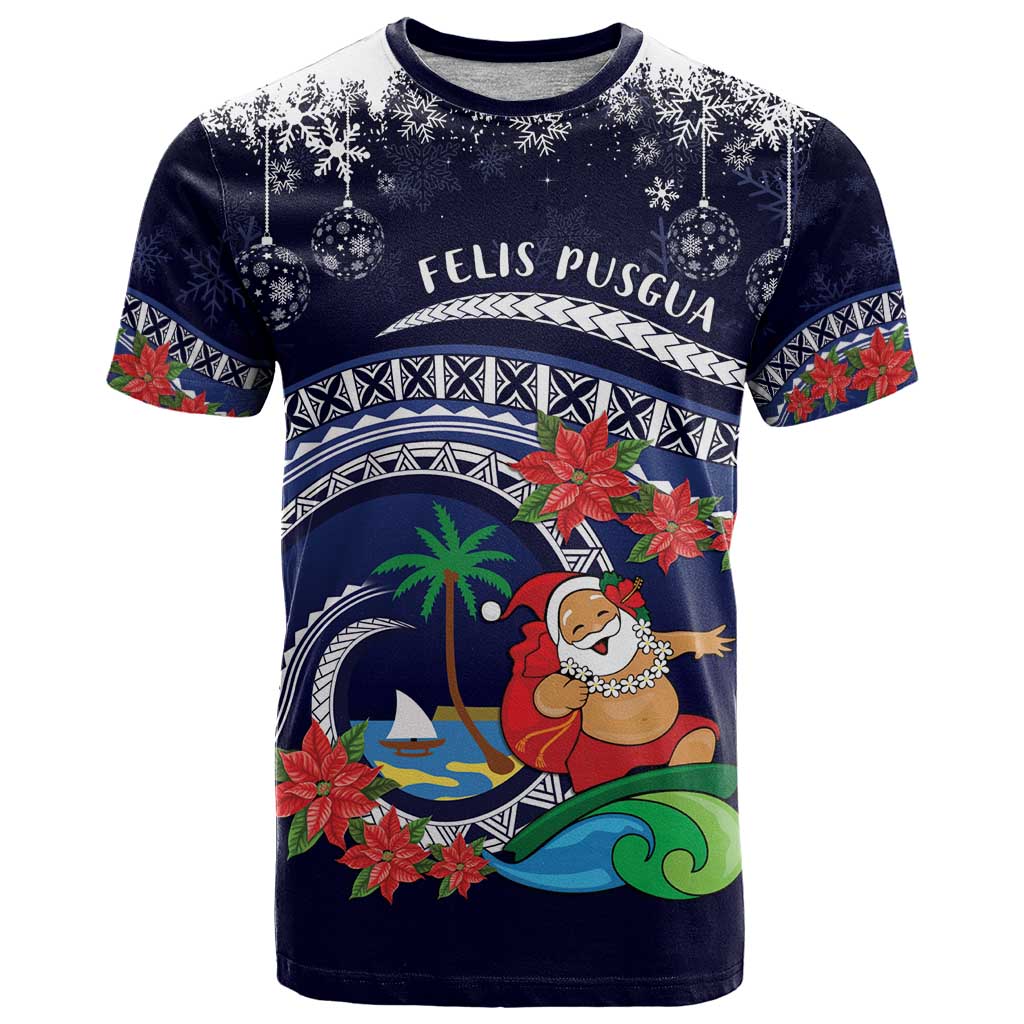 Felis Pusgua Guam Santa T Shirt Merry Christmas with Polynesian Tribal