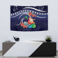 Felis Pusgua Guam Santa Tapestry Merry Christmas with Polynesian Tribal LT9 - Polynesian Pride