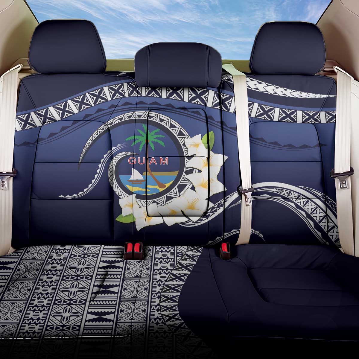 Hafai Adai Guam Guasalis Back Car Seat Cover Polynesian Tribal Pattern LT9 One Size Blue - Polynesian Pride