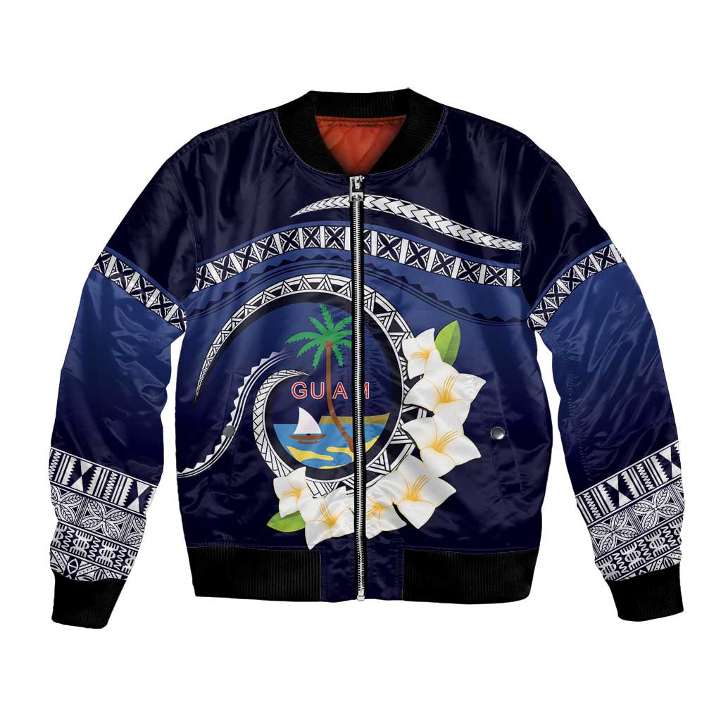 Hafai Adai Guam Guasalis Bomber Jacket Polynesian Tribal Pattern LT9 Unisex Blue - Polynesian Pride