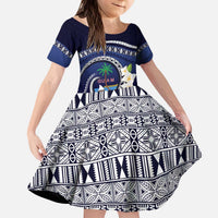 Hafai Adai Guam Guasalis Kid Short Sleeve Dress Polynesian Tribal Pattern LT9 KID Blue - Polynesian Pride