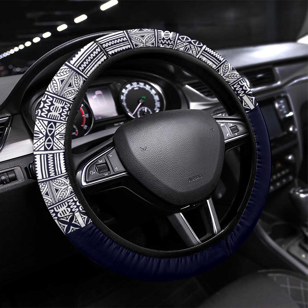 Hafai Adai Guam Guasalis Steering Wheel Cover Polynesian Tribal Pattern LT9 Universal Fit Blue - Polynesian Pride