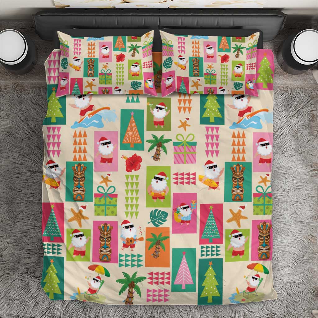Mele Kalikimaka Hawaii Christmas Bedding Set Funny Santan Hippie Style LT9 Beige - Polynesian Pride