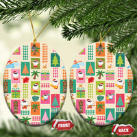 Mele Kalikimaka Hawaii Christmas Ceramic Ornament Funny Santan Hippie Style LT9 Oval Beige - Polynesian Pride