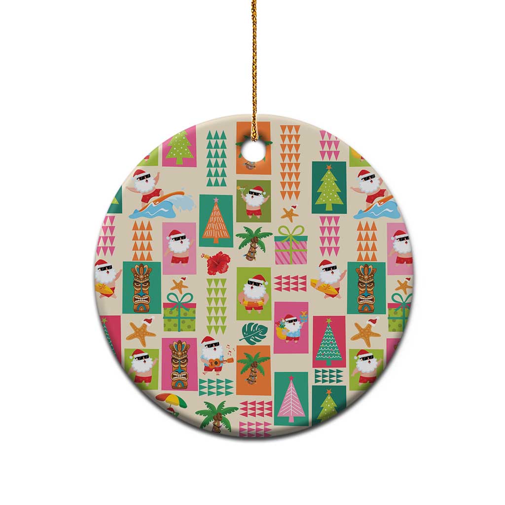 Mele Kalikimaka Hawaii Christmas Ceramic Ornament Funny Santan Hippie Style LT9 - Polynesian Pride