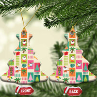 Mele Kalikimaka Hawaii Christmas Ceramic Ornament Funny Santan Hippie Style LT9 Christmas Tree Beige - Polynesian Pride