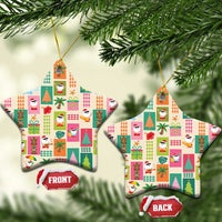 Mele Kalikimaka Hawaii Christmas Ceramic Ornament Funny Santan Hippie Style LT9 Star Beige - Polynesian Pride
