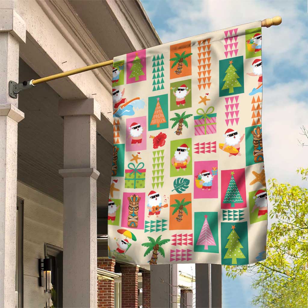 Mele Kalikimaka Hawaii Christmas Garden Flag Funny Santan Hippie Style LT9 House Flag Beige - Polynesian Pride