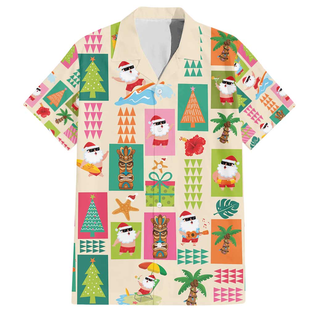 Mele Kalikimaka Hawaii Christmas Hawaiian Shirt Funny Santan Hippie Style LT9 Beige - Polynesian Pride