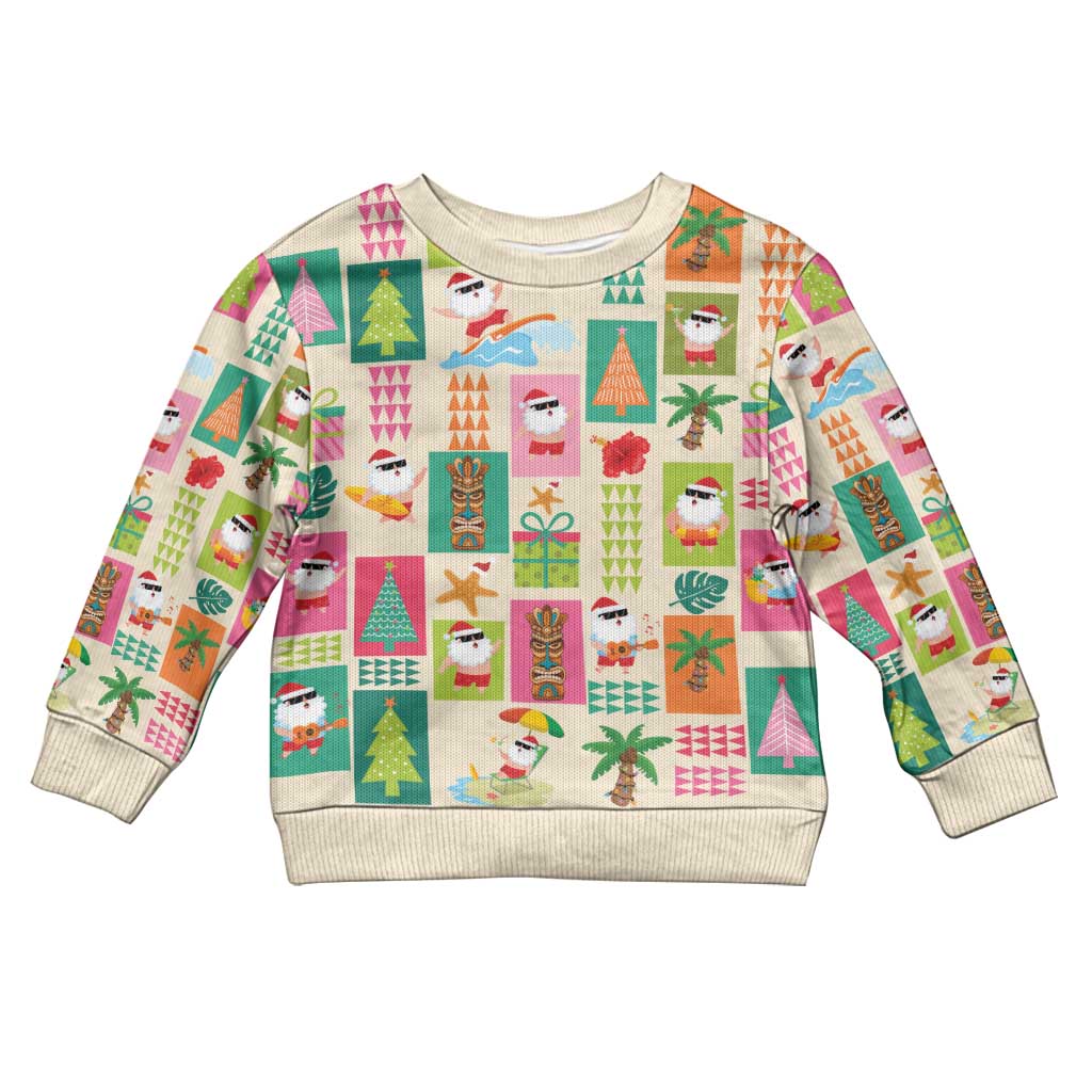 Mele Kalikimaka Hawaii Christmas Kid Ugly Christmas Sweater Funny Santan Hippie Style LT9 Kid Beige - Polynesian Pride