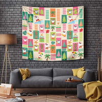 Mele Kalikimaka Hawaii Christmas Tapestry Funny Santan Hippie Style LT9 Beige - Polynesian Pride