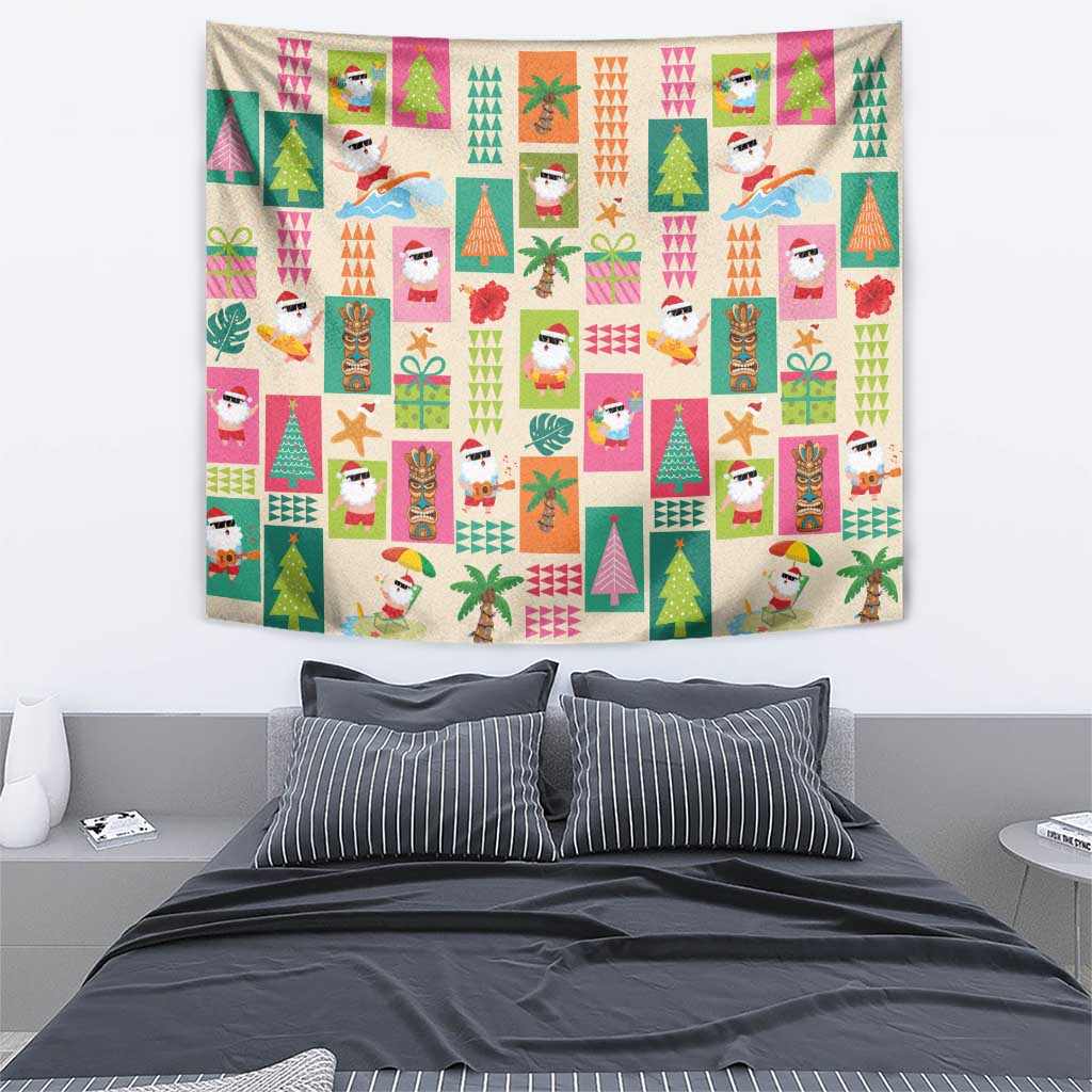 Mele Kalikimaka Hawaii Christmas Tapestry Funny Santan Hippie Style LT9 - Polynesian Pride