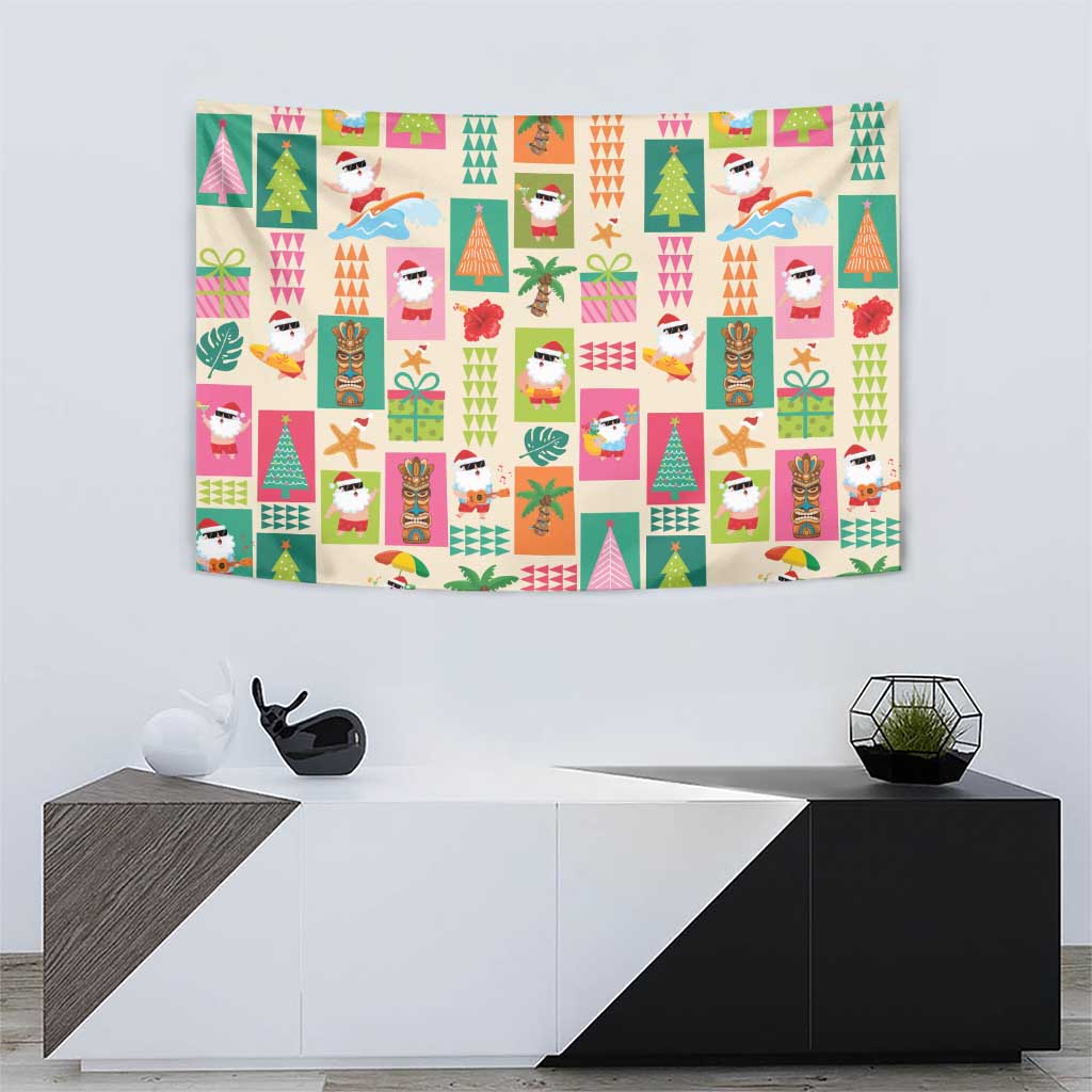 Mele Kalikimaka Hawaii Christmas Tapestry Funny Santan Hippie Style LT9 - Polynesian Pride