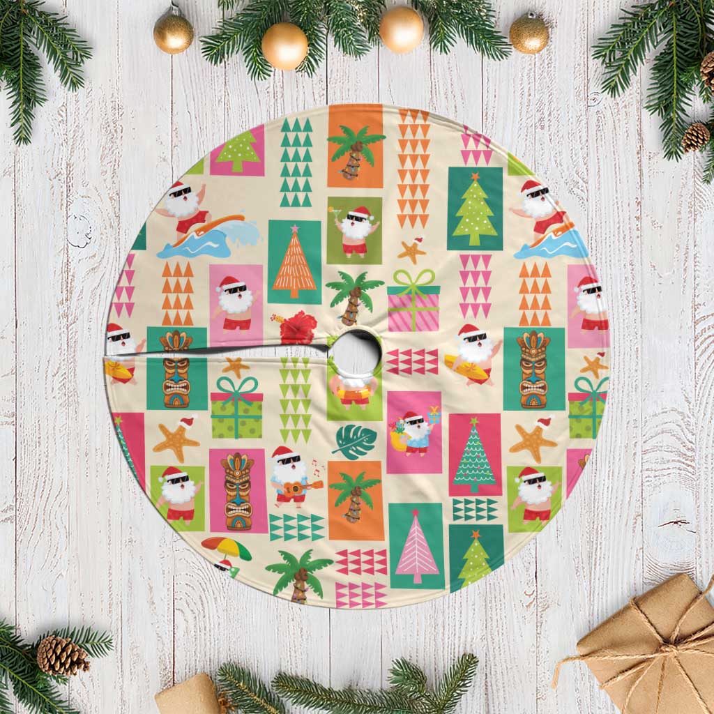 Mele Kalikimaka Hawaii Christmas Tree Skirt Funny Santan Hippie Style LT9 Casual Beige - Polynesian Pride
