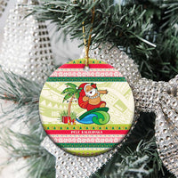 Mele Kalikimaka Hawaii Christmas Ceramic Ornament Surfing Santa with Polynesian Tribal LT9 - Polynesian Pride