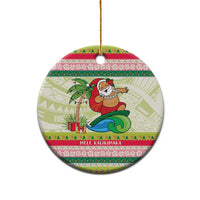 Mele Kalikimaka Hawaii Christmas Ceramic Ornament Surfing Santa with Polynesian Tribal LT9 - Polynesian Pride