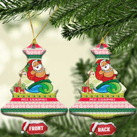 Mele Kalikimaka Hawaii Christmas Ceramic Ornament Surfing Santa with Polynesian Tribal LT9 Christmas Tree Green - Polynesian Pride