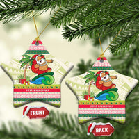 Mele Kalikimaka Hawaii Christmas Ceramic Ornament Surfing Santa with Polynesian Tribal LT9 Star Green - Polynesian Pride