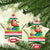 Mele Kalikimaka Hawaii Christmas Ceramic Ornament Surfing Santa with Polynesian Tribal