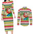 Mele Kalikimaka Hawaii Christmas Couples Matching Long Sleeve Bodycon Dress and Long Sleeve Button Shirt Surfing Santa with Polynesian Tribal