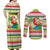 Mele Kalikimaka Hawaii Christmas Couples Matching Off Shoulder Maxi Dress and Long Sleeve Button Shirt Surfing Santa with Polynesian Tribal