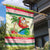 Mele Kalikimaka Hawaii Christmas Garden Flag Surfing Santa with Polynesian Tribal