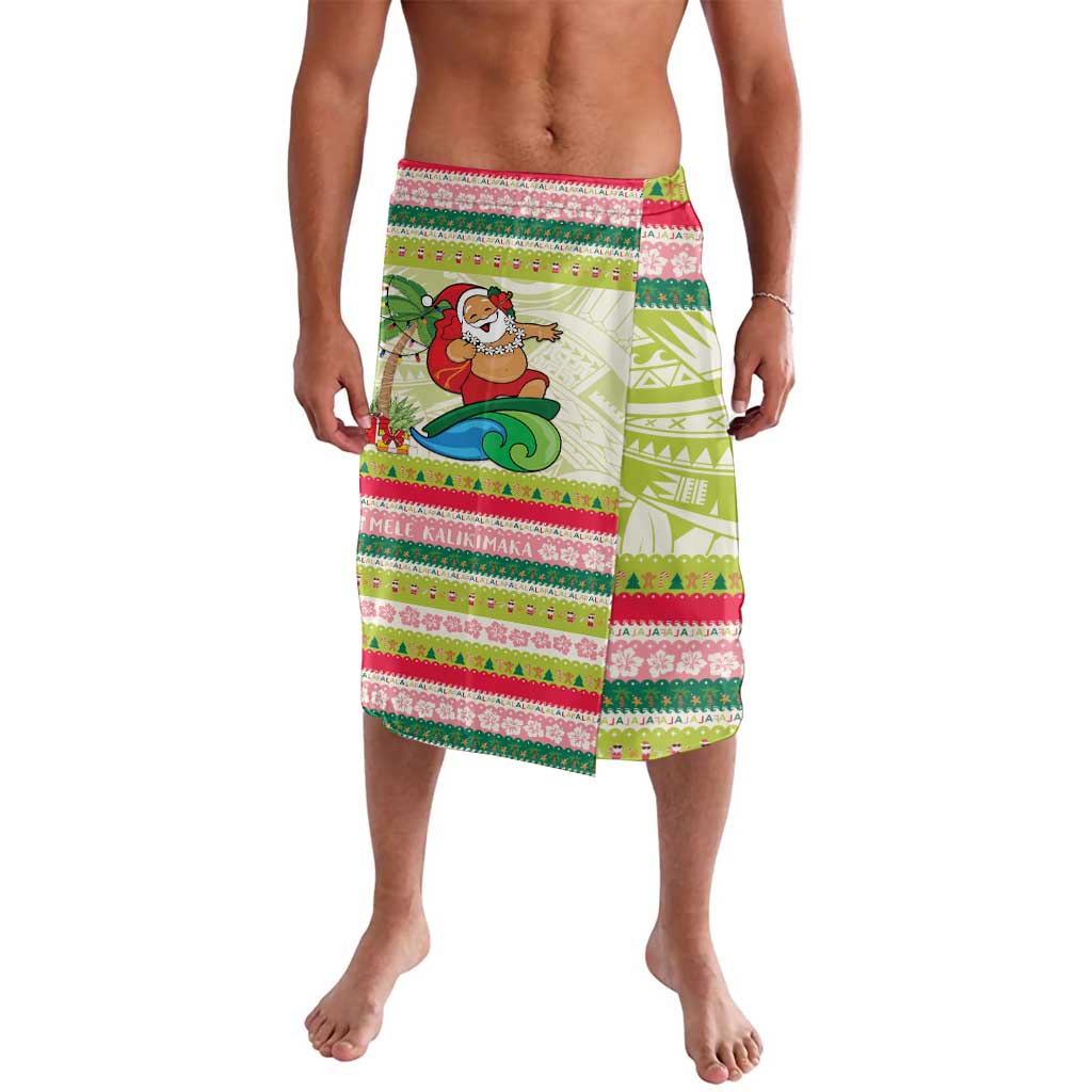 Mele Kalikimaka Hawaii Christmas Lavalava Surfing Santa with Polynesian Tribal