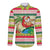 Mele Kalikimaka Hawaii Christmas Long Sleeve Button Shirt Surfing Santa with Polynesian Tribal