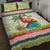 Mele Kalikimaka Hawaii Christmas Quilt Bed Set Surfing Santa with Polynesian Tribal