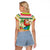 Mele Kalikimaka Hawaii Christmas Raglan Cropped T Shirt Surfing Santa with Polynesian Tribal