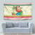 Mele Kalikimaka Hawaii Christmas Tapestry Surfing Santa with Polynesian Tribal