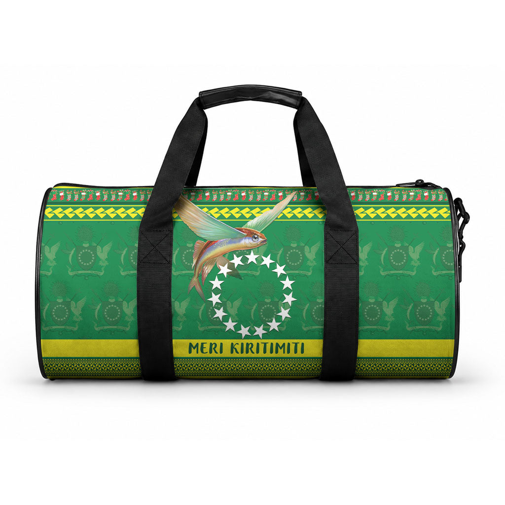 Meri Kiritimiti Cook Islands Christmas Duffle Bag Maroro Flying Fish and White Stars LT9 One size Green - Polynesian Pride