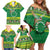 Meri Kiritimiti Cook Islands Christmas Family Matching Off Shoulder Short Dress and Hawaiian Shirt Maroro Flying Fish and White Stars